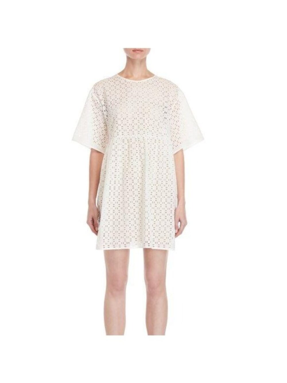AVN Cotton Eyelet Tent Dress Tessuto Abito Arricci
